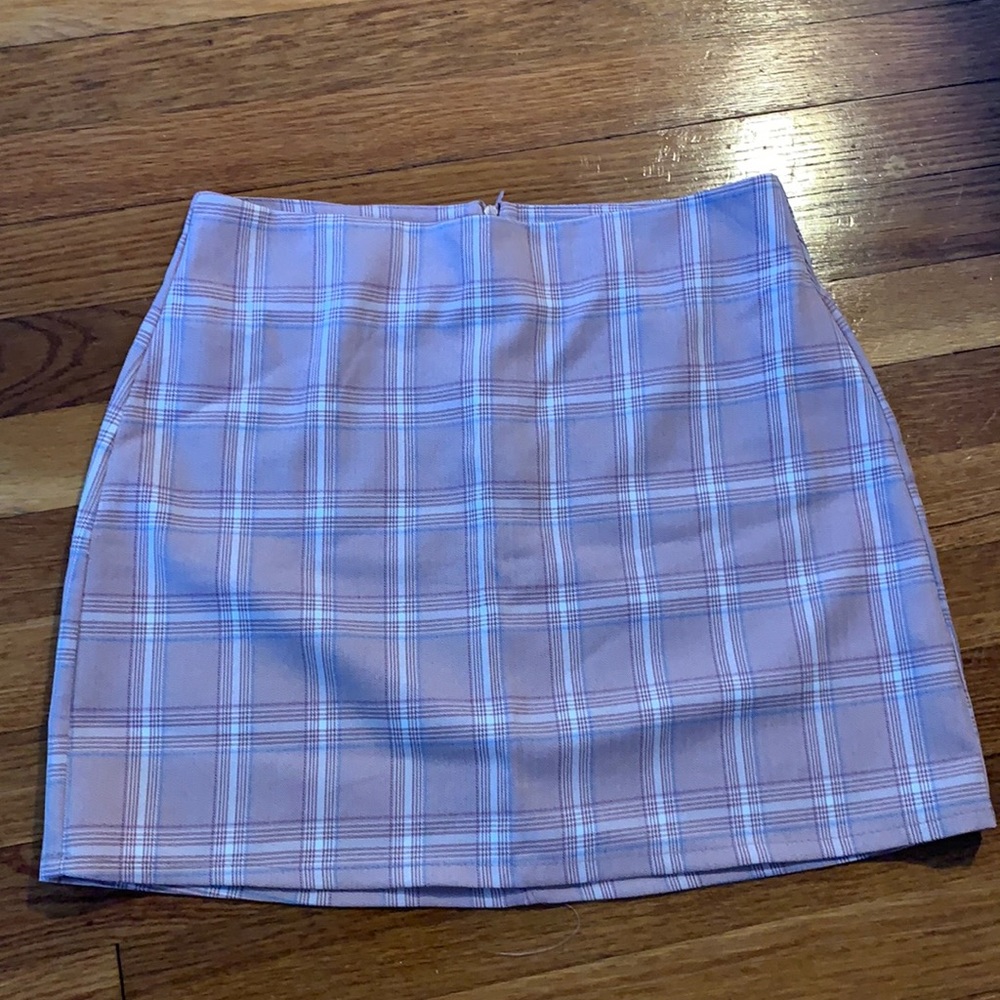 Pink plaid mini skirt